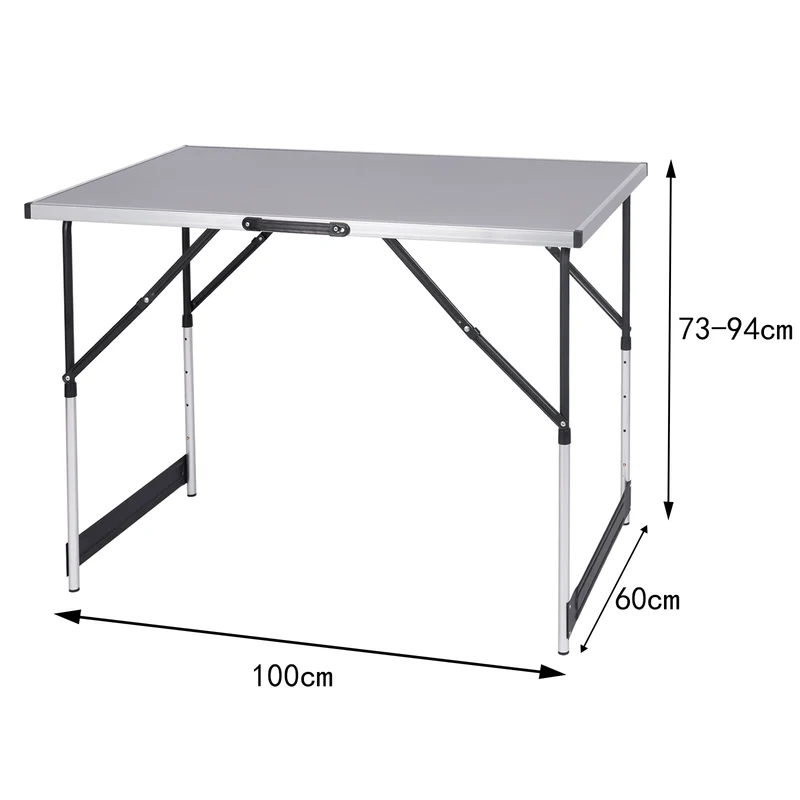 Inklapbare Tafel – Klap – Camping – Opvouwbare - Verstelbare Hoogte - Aluminium - Lichtgewicht - Buitentafel - BBQ - Tuin - Balkon - Picknick - Grijs