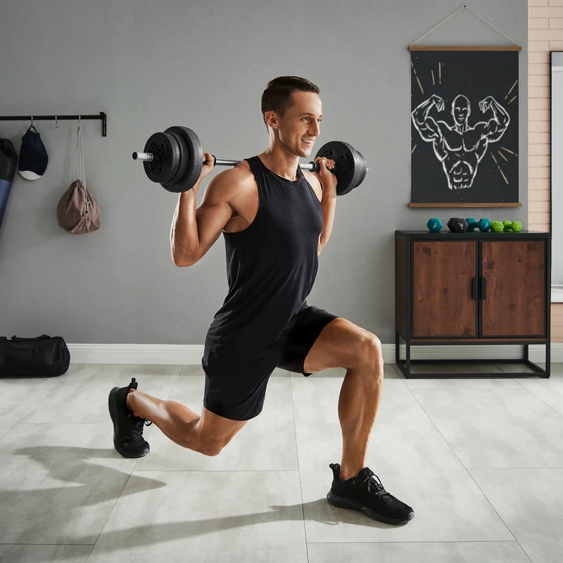 Halterset - Dumbells - Verstelbare – 30KG - Halterstang Met Gewichten – Voor Krachttraining - en Fitness - Duurzame Gewichtsplaten - Zwart