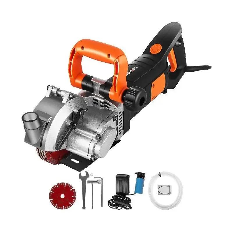 Muurfrees - Beton Cutter - 5000RPM - Power Tools Set - 4800W - met 133mm Cirkelzaagbladen - Stofafzuiging - Slijpschijven - Multi-purpose Use - Zwartoranje