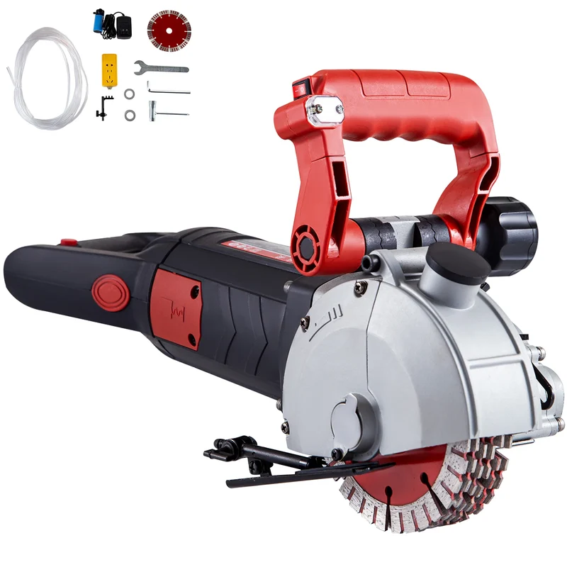 Muurfrees - Beton Cutter - 6500RPM - Steenzaag - Groefsnijmachine - Power Tools Set - 4800W - met 133mm Cirkelzaagbladen - Stofafzuiging - Slijpschijven - Multi-purpose Use - Zwartoranje