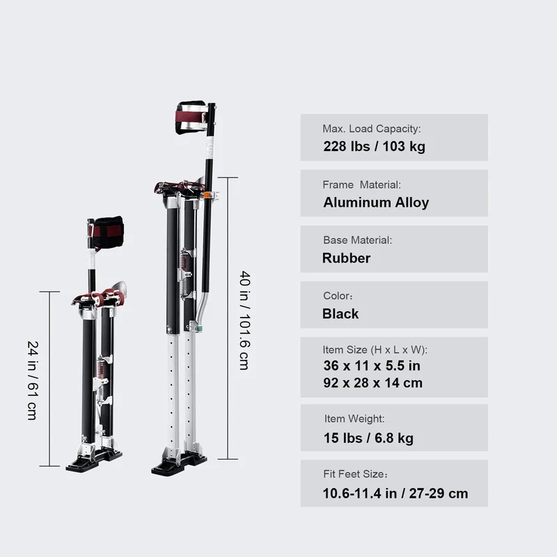 Werk Stelten - Verstelbare - Lichtgewicht - Extra Hoog 92-101cm - Stabiele Houding - Antislip - Onbreekbaar - Roestvrij - Tot 103kg - Afbouw - Schilder - Stucadoor - Theater - Zilver