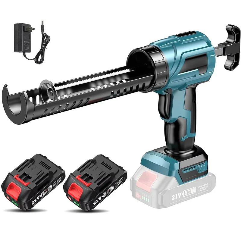 Elektrisch Lijmpistool - Accu Kitspuit - Kitpistool - 4 Snelheden - 18V - voor Deuren - Ramen - Meerdere Toepassingen - Langdurige Batterijduur - 2 Accu
