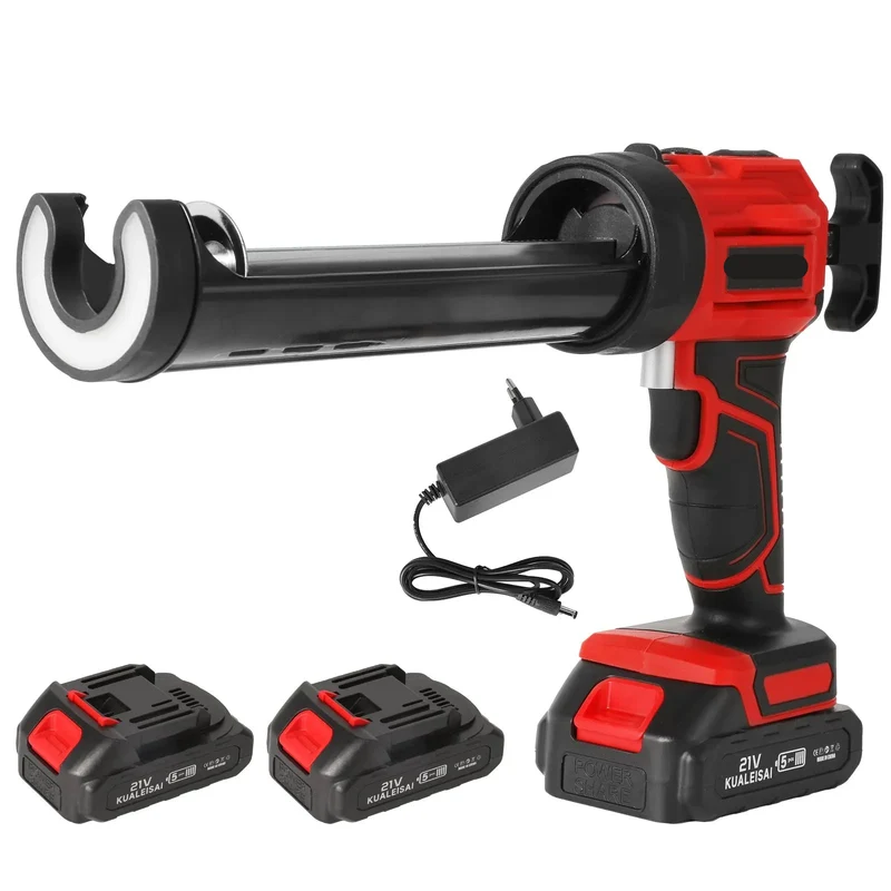 Elektrisch Kitpistool - Accu Kitspuit - Lijmpistool - 4 Snelheden - 18V - voor Deuren - Ramen - Meerdere Toepassingen - Langdurige Batterijduur - 2 Accu - Rood