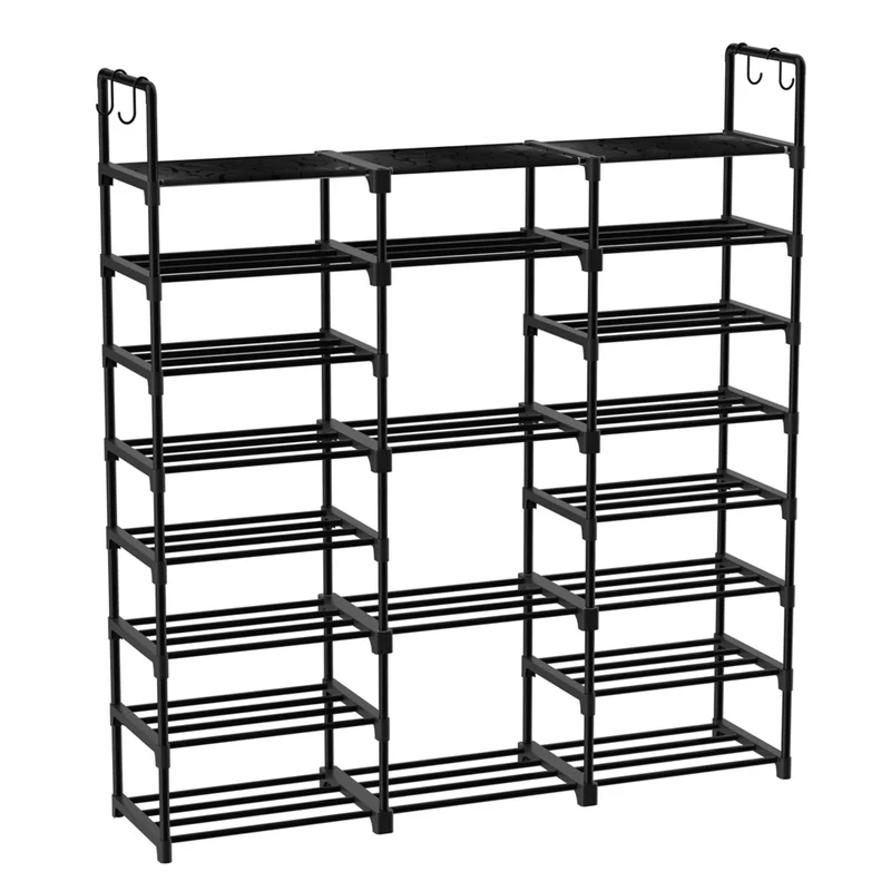 Grote-Schoenenrek - Kastplank-Metaal-Kunststof - Schoenenorganizer - Duurzame-Montage - Minimalistisch-Design - Opbergorganizer - Stapelbare-Schoenentoren - Zwart