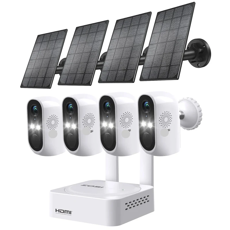 Beveiligingscamerasysteem - Draadloze Camera - Camerabewaking - 8 Kanaals NVR - 3MP Camera’s - Buiten Gebruik - Nachtzicht & Audio - 4 Camera's - 4x Op Zonne-energie