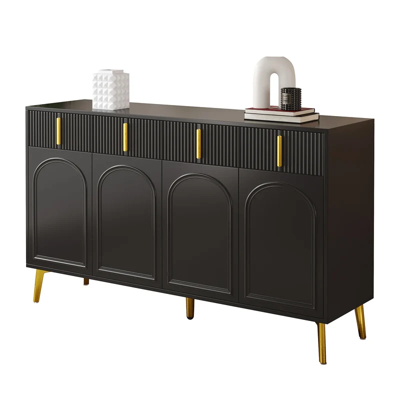 Kast - Dressoir - Opbergkast - Woonkamer - 140 cm x 37,8 cm x 82 cm - Zwart