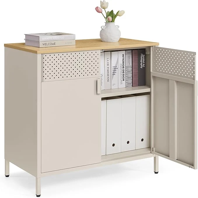 Kast - Dressoir - Archiefkast - Kantoorkast - Opbergruimte - 80 cm x 40 cm x 76 cm - Khaki