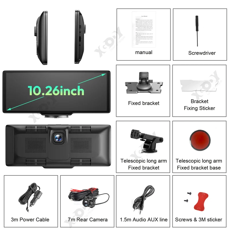 Dashcam Spiegel - Navigatiesysteem Auto - Dashcam voor auto - GPS Navigatie - Draadloze - 4K DVR - Bluetooth Audio - ADAS Systeem - 10.26" - Achteruitrijcamera