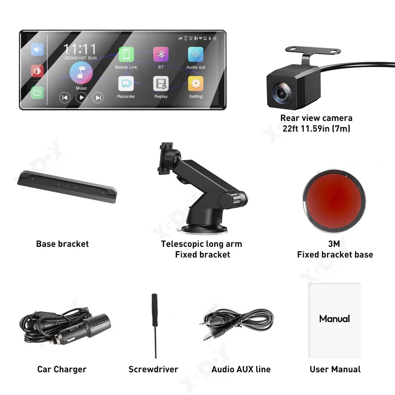 Navigatiesysteem Auto - Dashcam voor auto - GPS Navigatie - Draadloze - 4K DVR - Bluetooth Audio - ADAS Systeem - 11,3" - Achteruitrijcamera
