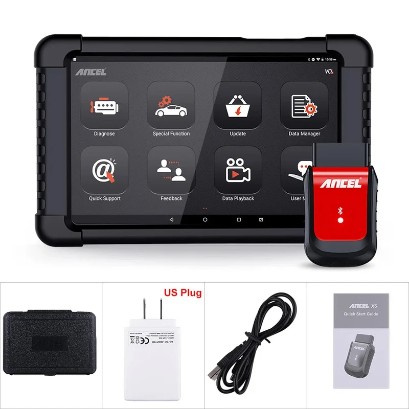 OBD Scanner - OBD2 - Auto Scanner - Auto uitlezen - Diagnose Apparatuur voor Auto's - Professionele Scanner - Diagnosetool voor Auto's - Volledige Systeemcontrole - ABS / Olie / EPB / DPF Reset - 10.1 Inch Touchscreen - 10 Speciale Functies - US Plug