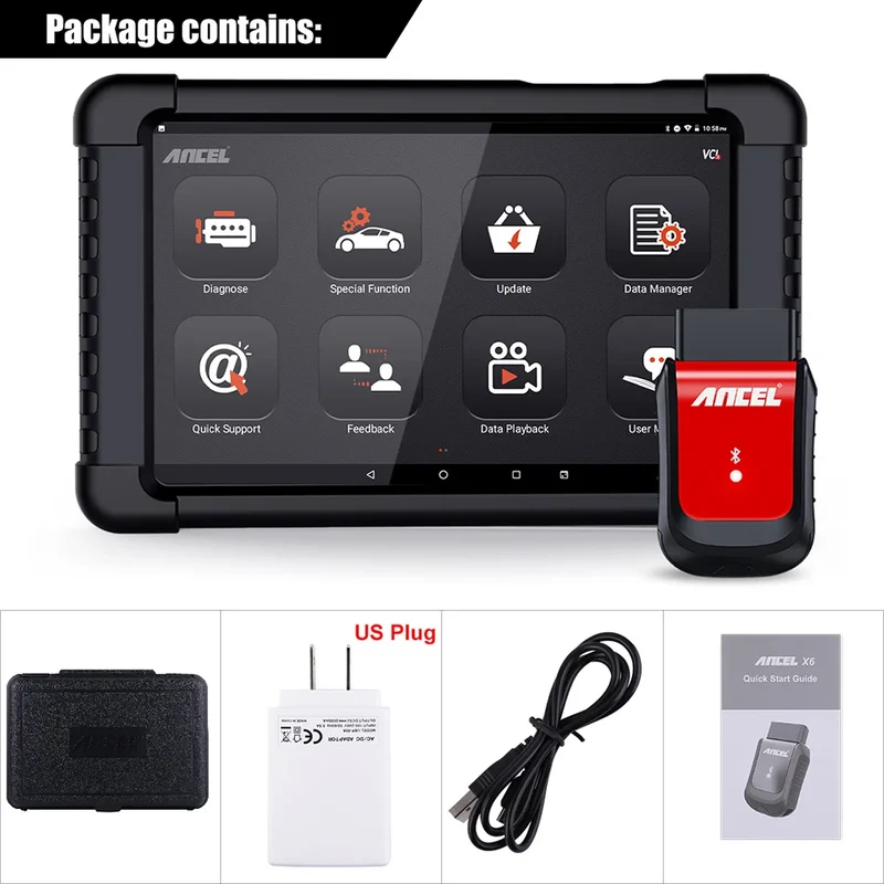 OBD Scanner - OBD2 - Auto Scanner - Auto uitlezen - Diagnose Apparatuur voor Auto's - 10 inch Android Tablet Scanner - OBD2 Diagnosetool - Volledig Systeem - ABS - SRS - Olie - EPB - BMS - TPMS - IMMO - Bluetooth - US Plug