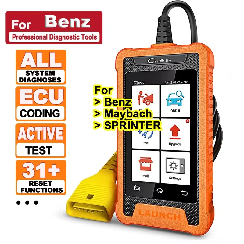 OBD Scanner - OBD2 - Auto Scanner - Auto uitlezen - Diagnose Apparatuur voor Auto's - Autodiagnosetool - Autoscanner - ECU-Codering - Actieve Test - Slimme Diagnose - 30+ Resetservices - OE-Niveau Diagnose - voor Benz