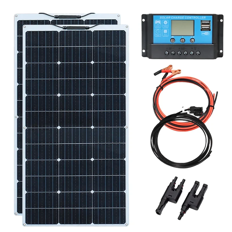 Zonnepaneel - Zonnepanelen - Monokristallijn - 12V - 200W - Zonne-kit - Flexibel - Waterdicht - Lichtgewicht - Voor Caravan - Camper - Boot of Thuisgebruik