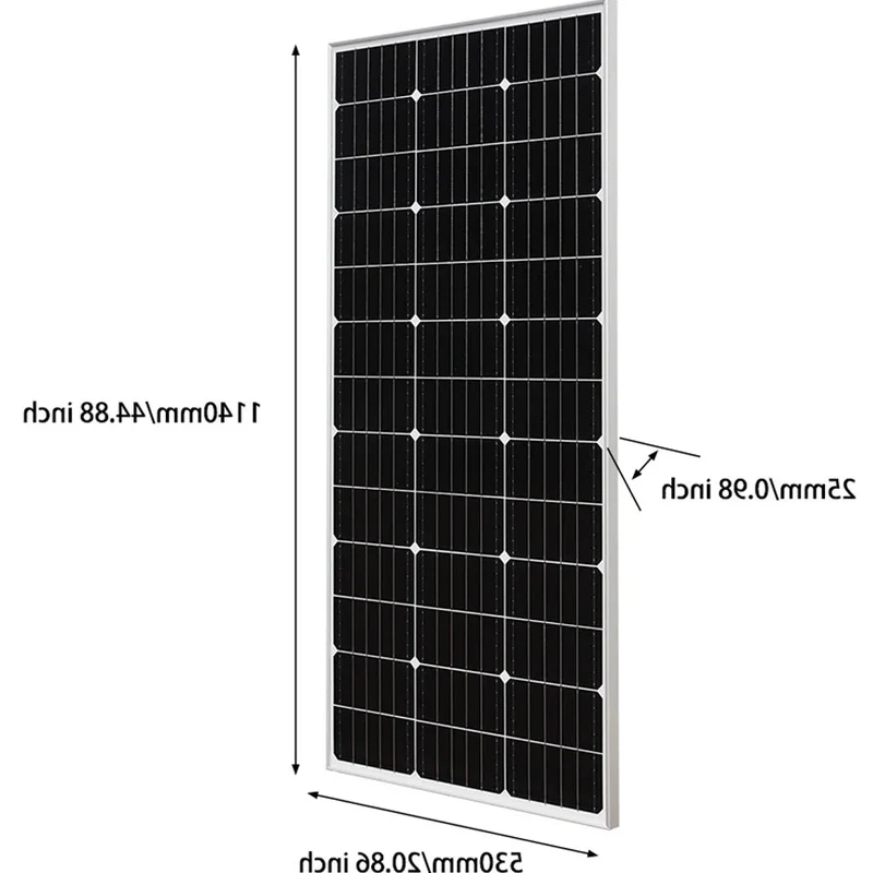 Zonnepaneel - Zonnepanelen - Monokristallijn - 150W - Waterdicht IP65 - Voor Balkon, Camper & Off-grid Systeem - Breed Inzetbaar