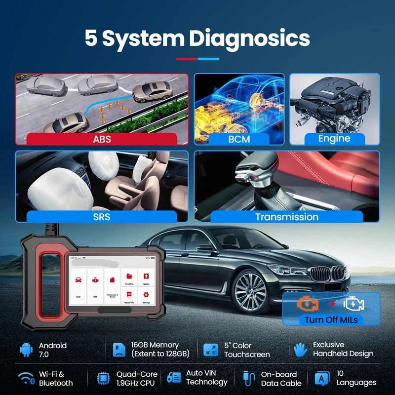 OBD2 Scanner - OBD - Diagnosecomputer - Uitleesapparatuur Auto - Auto Accessoires - Storing Verwijderen - Auto Uitlezen - 3 Reset Services - Systeem Scanner - 7" Touchscreen