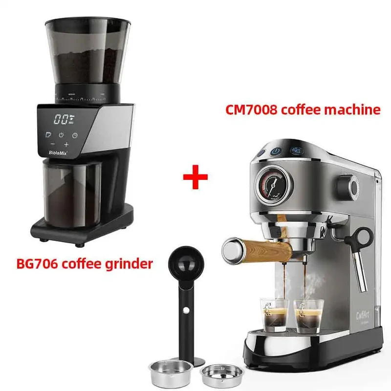 Espressomachine – 20 Bar – Compact Koffiezetapparaat - Semi-Automatisch - 1.1L - Gemalen Koffie – RVS - Heetwaterfunctie -Voor Espresso - Cappuccino - Latte en Mocha - Koffiemolen