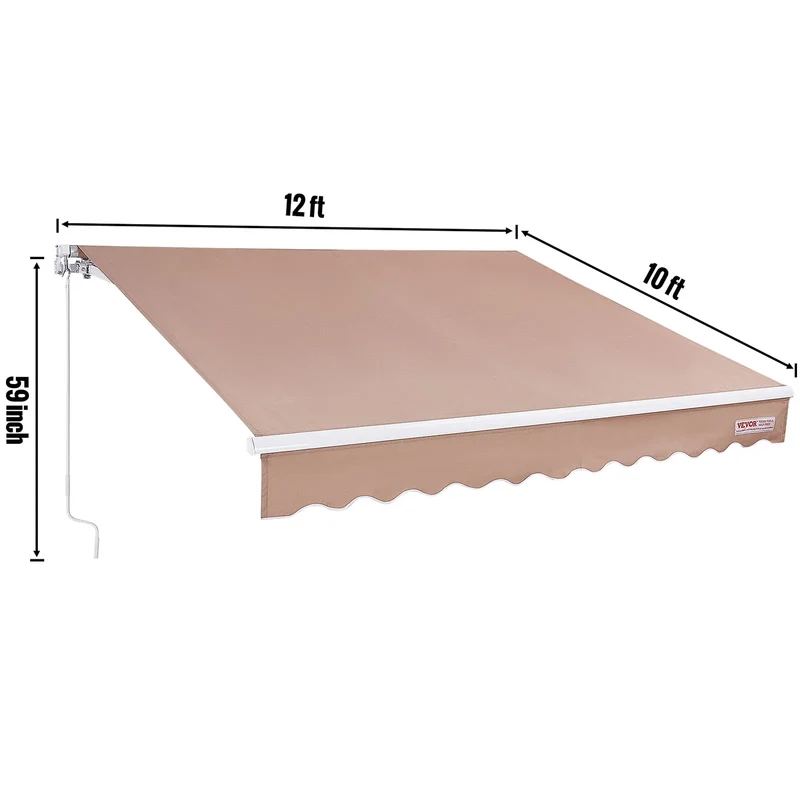 Zonneluifel - Zonnescherm - Zonneluifel Balkon - Luifel Zonnescherm - Handmatig Uittrekbaar - 365x305 cm - Waterafstotend Terrasscherm van Polyester – Zonwering voor Tuin - Deur of Raam