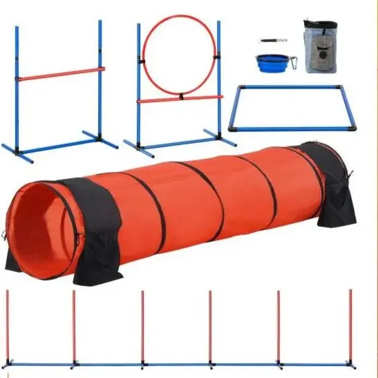 Hondentrainingsset - Honden Agility Set - Behendigheids training voor de hond - Slalom - Horde - Hondentunnel - Tunnel - Beloningszakje - 5 Delig - Obstacle Parcours met Draagtas – Upgraded Set