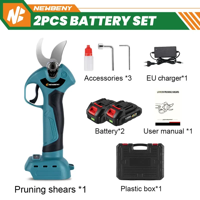 NEWBENY 30MM Cordless Brushless Electric Pruning Shears Efficient 4 Gears Fruit Tree Bonsai Garden Tools For Makita 18V Battery