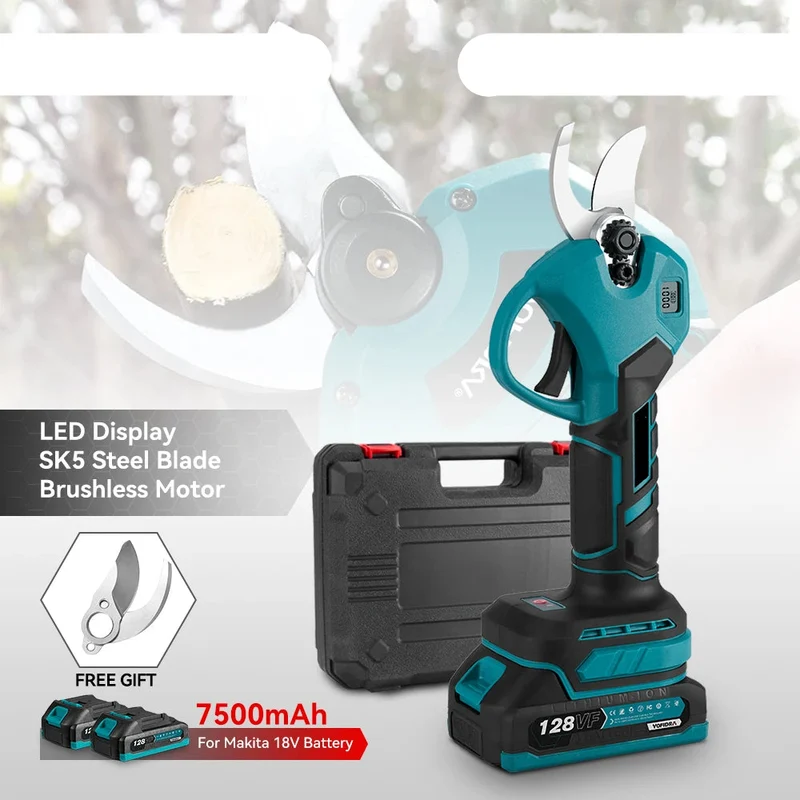 Elektrische Snoeischaar - Takkenschaar - Takkenzaag - Snoeizaag - Accu - 30MM - Borstelloze - Draadloze - Snijdiameter - Takkenschaar met 2 Snelheden - 18V - 2x Accu - Voor Fruitbomen, Takken en Tuinwerk