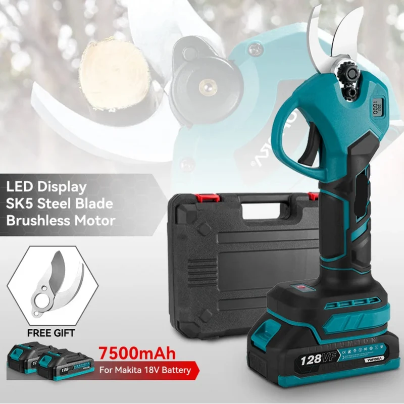 Elektrische Snoeischaar - Takkenschaar - Takkenzaag - Snoeizaag - Accu - 30MM - Borstelloze - Draadloze - Snijdiameter - Takkenschaar met 2 Snelheden - 18V - 1x Accu - Voor Fruitbomen, Bonsai en Takken