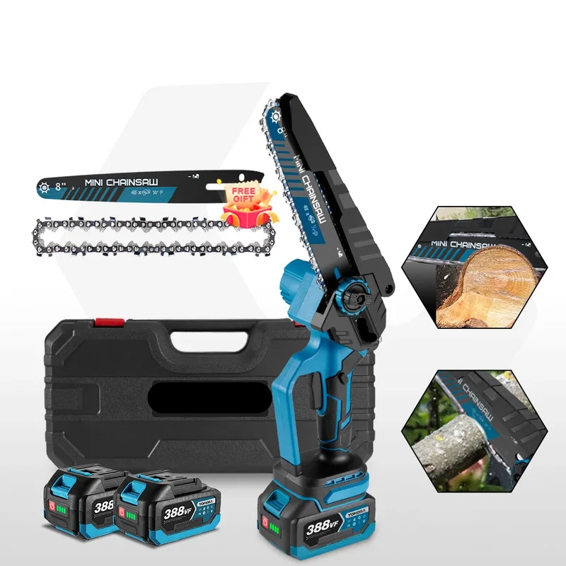 Kettingzaag - Snoeizaag - Takkenzaag - Handzaag - Draadloze - Elektrische - 8 Inch - Brushless Motor – 3500W - Handzaag voor Houtbewerking en Snoeiwerk - Inclusief 2x 18V Accu