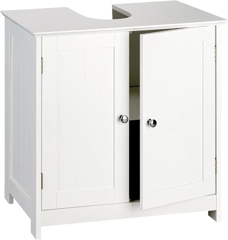 Sink Base Cabinet - Badkamerijdelheid - Opbergkast - Magnetische vergrendeling - Verstelbare plank - MDF-constructie - 60 cm x 60 cm x 30 cm - Wit
