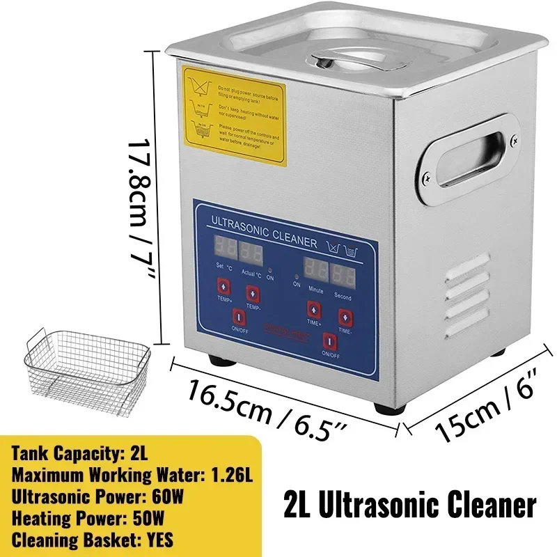 Ultrasoon Reiniger - Roestvrij Staal Professionele - Ultrasone Reinigingsapparaat - Digitale Verwarmings Timer - Sieraden - Brillen - Tanden - 2L
