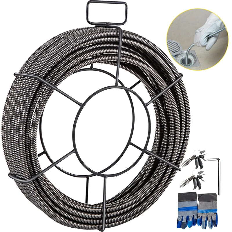 Afvoer Reinigingsmachine - Professionele Afvoerkabel - Deaal Voor 2 - 4 Inch - Buizen - Premium Mangaan - Vier Vormen Van - Messen,Voor Het Reinigen Van - Afvoeren - 50 voet