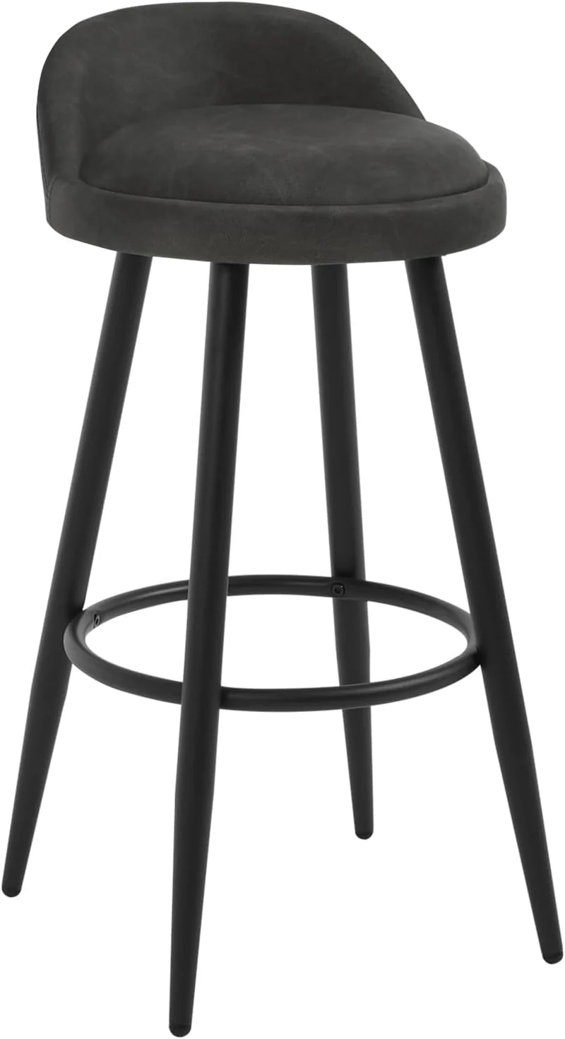 Barkruk Set van 2 - Stoel - Kleine stoel - Keukenstoel - 37,5 cm x 34 cm - Antraciet