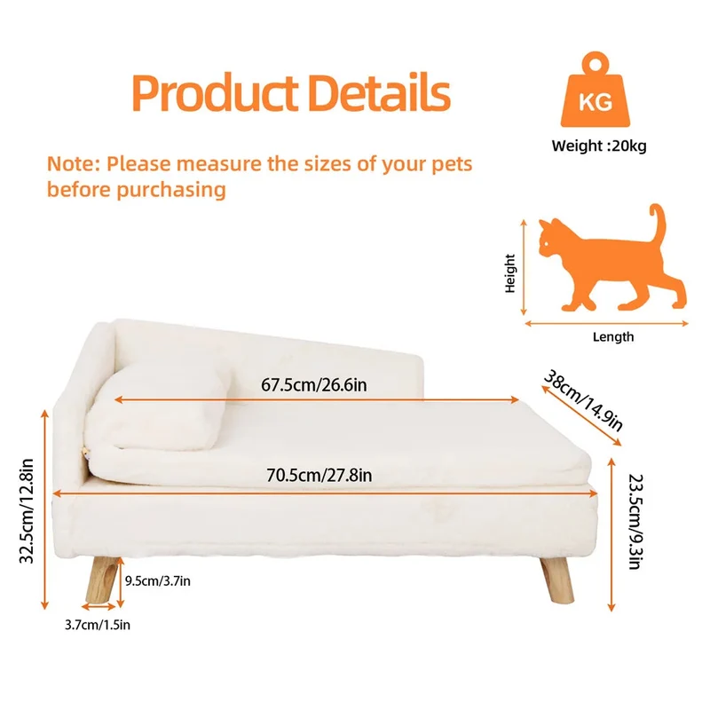 Hondensofa - Hondenbank - Hondenbed - Hondenkussen - Luxe Verhoogde - voor Kleine - Middelgrote Honden - en Katten - Klein