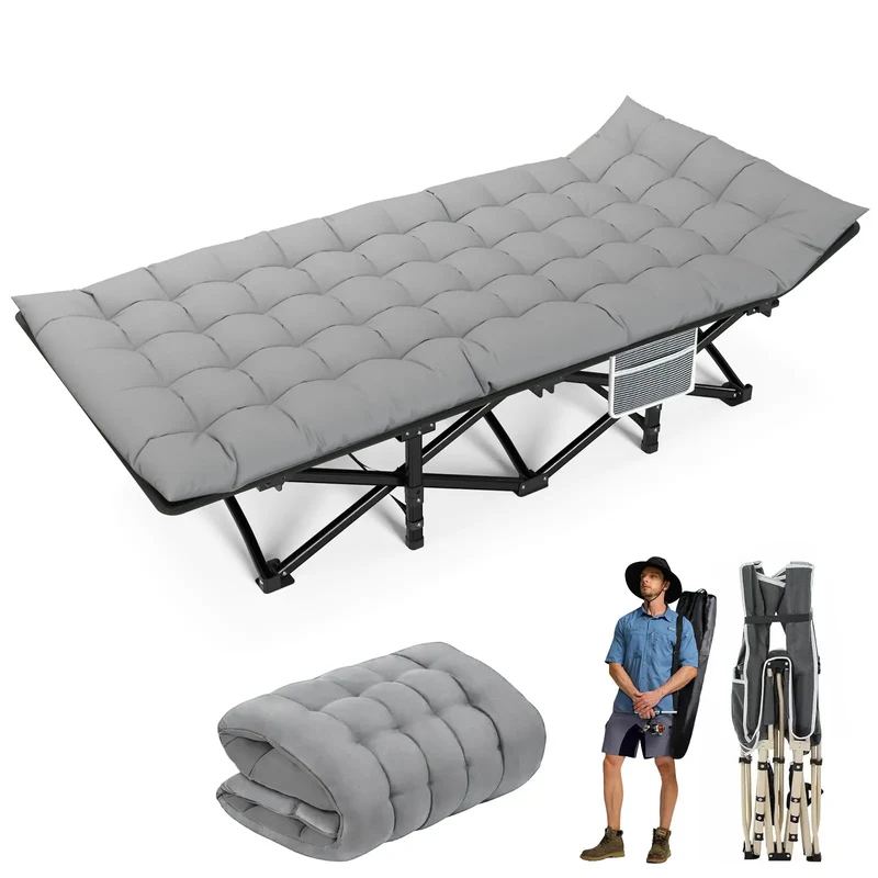 Opvouwbaar Campingbed - Kampeerbed - Veldbed - Vouwbed - Ligbed - Draagbaar - Opvouwbaar - 200KG Capaciteit - Grijs