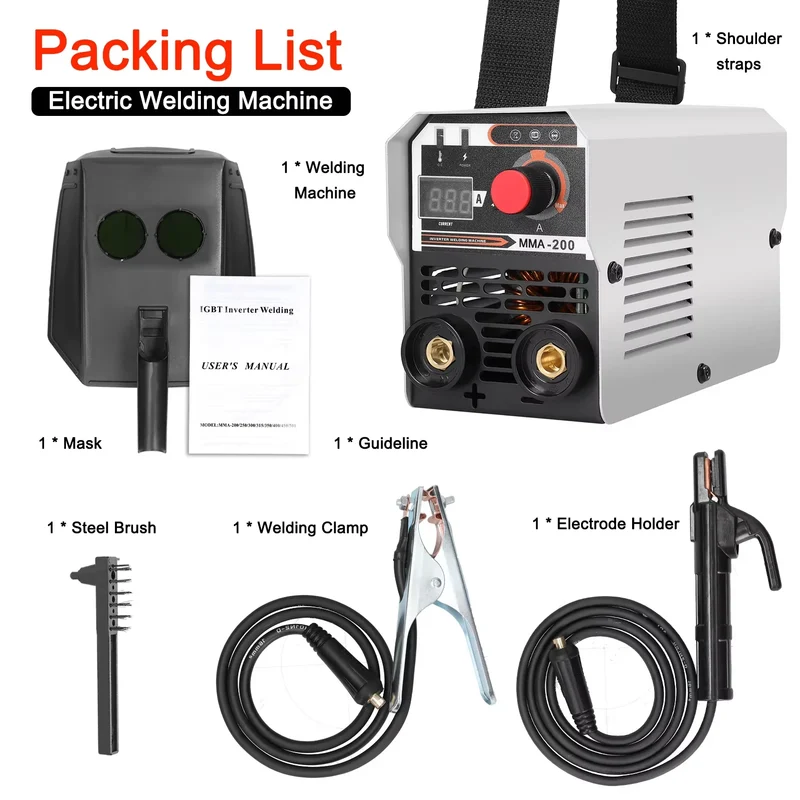 Lasmachine - Elektrische Lasser - Lasapparaat - Krachtig - IGBT - Handmatig - Gasbeschermd - 2 in 1 - MMA-200 - Zwart
