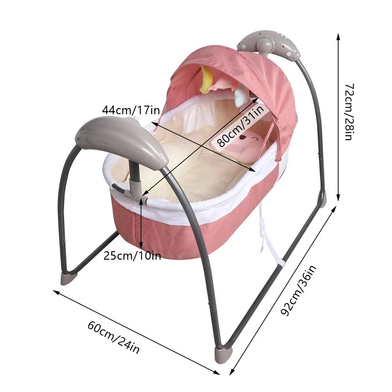 Babybed - Babywieg - Schommelbed baby - Co sleeper - Tot 18kg - 3 Snelheden - Roze