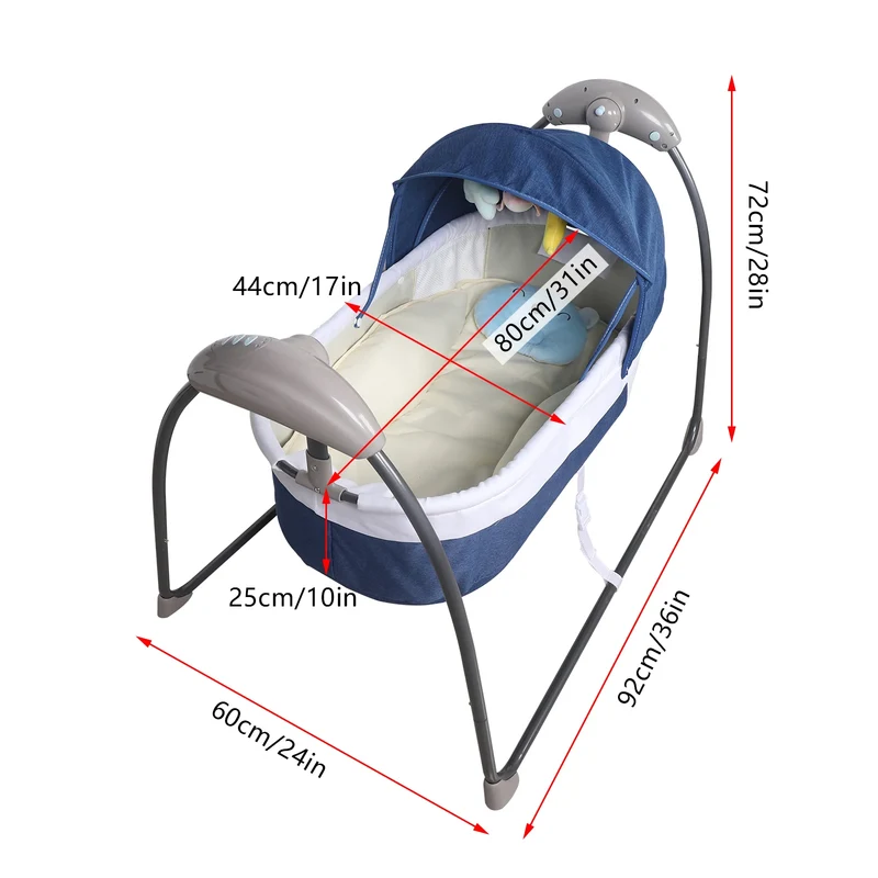 Babybed - Babywieg - Schommelbed baby - Co sleeper - Tot 18kg - 3 Snelheden - Blauw