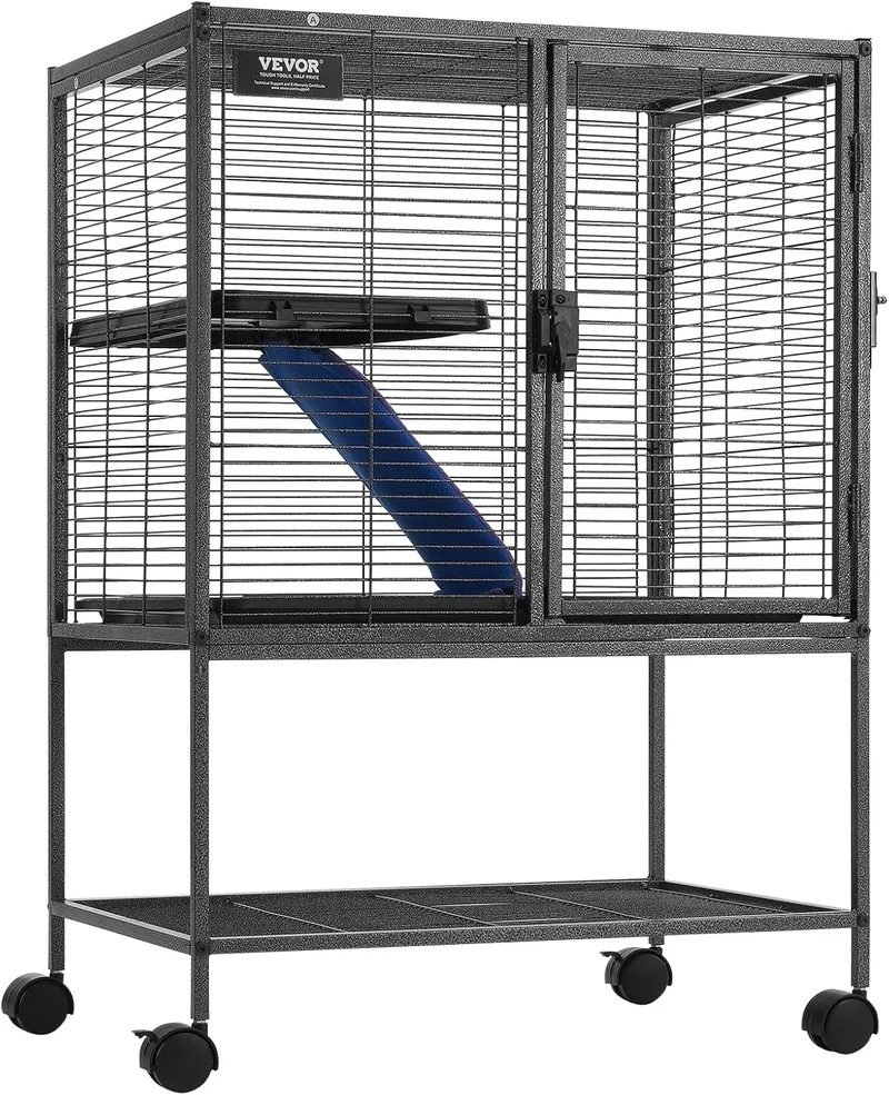 4-Laags Metalen Kooi Voor Fretten - Geschikt Voor Ratten, Hamsters, Cavia's en Chinchilla's - 61 cm x 44 cm x 86.5 cm