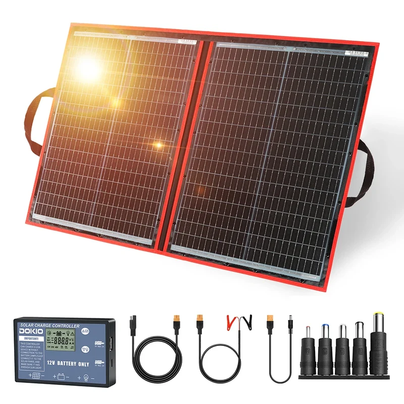 Zonnepanelen - Opvouwbaar Zonnepaneel - Zonne Energie - 100W - met 12V Controller Kit - Waterdichte - Draagbaar en Compact voor Kamperen, Outdoor en Noodstroom