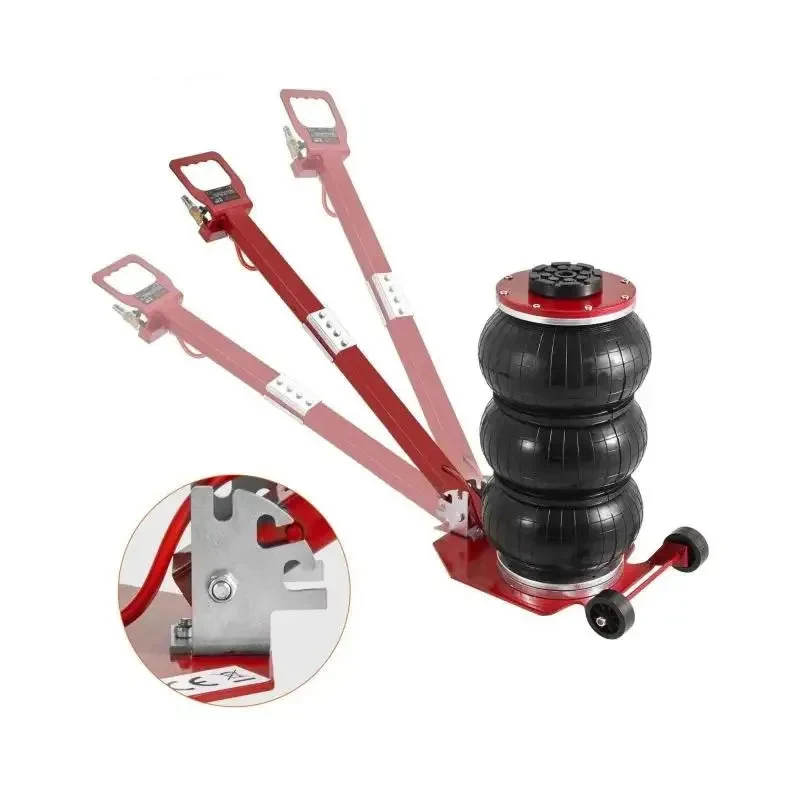 Pneumatische Krik - Autokrik - Garagekrik - Krik - 3 Ton - Triple Bag Air Jack - met Wielen en Inklapbare Stang voor Auto-onderhoud en Snelle Lift - luchtkussen Krik