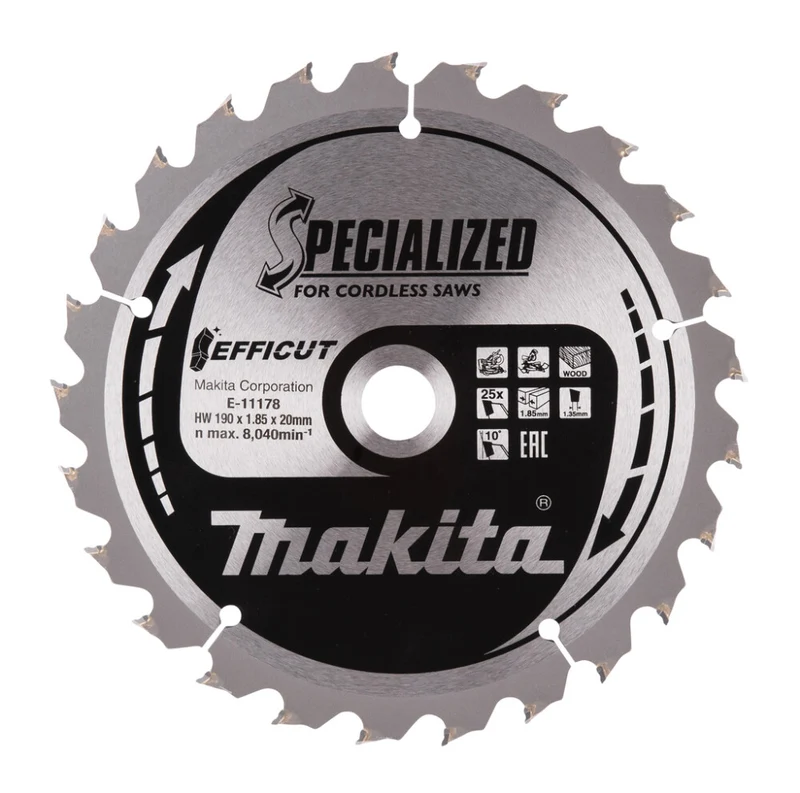 Makita Efficut Afkortzaagblad Hout 190x20x1,85mm 25T 10G - E-11178