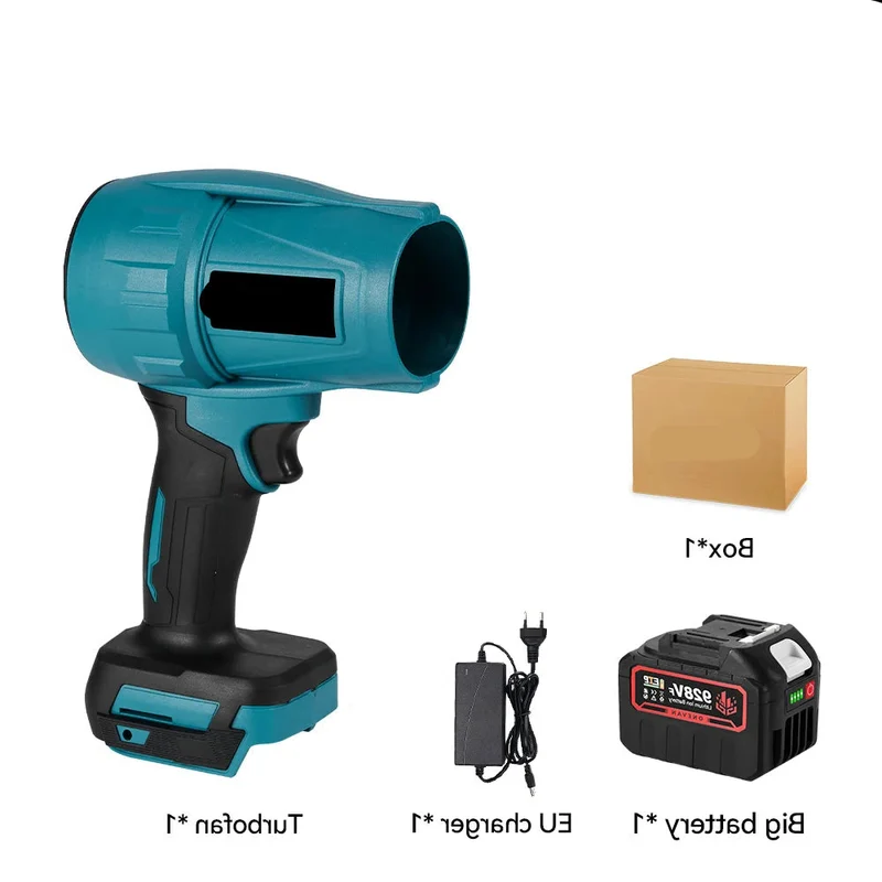 Turbo Fan - Blower - Air Duster - Jet Fan - Waaier - Ventilator - Elektrische - 2000W - Borstelloze - Handventilator - voor Bladeren, Stof, Sneeuw en Auto's - met 1 Batterijen 928VF Set