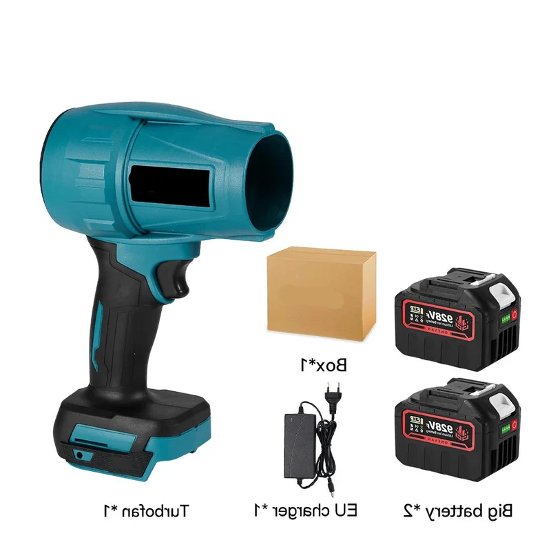 Turbo Fan - Blower - Air Duster - Jet Fan - Waaier - Ventilator - Elektrische - 2000W - Borstelloze - Handventilator - voor Bladeren, Stof, Sneeuw en Autodroging - met 2 Batterijen 928VF Set