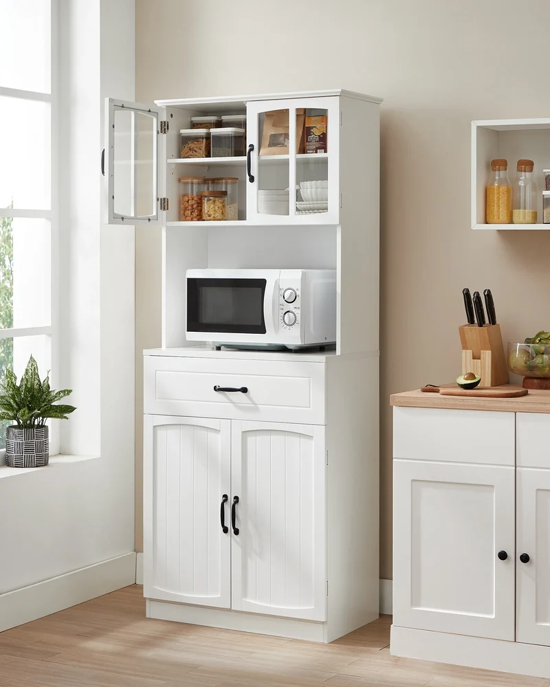 Buffetkast - Barkast - Keukenkasten - Buffetkasten - met Verstelbare Legplanken - Multifunctionele Opbergkast voor Keuken, Woonkamer of Hal - Wit