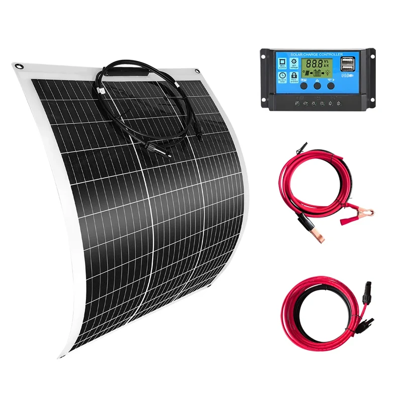 Zonnepanelen - Monokristallijne Zonnepaneel Kit - Flexibel - Zonne Energie - 100W - Waterdichte - voor Camping, RV & Off-grid Gebruik