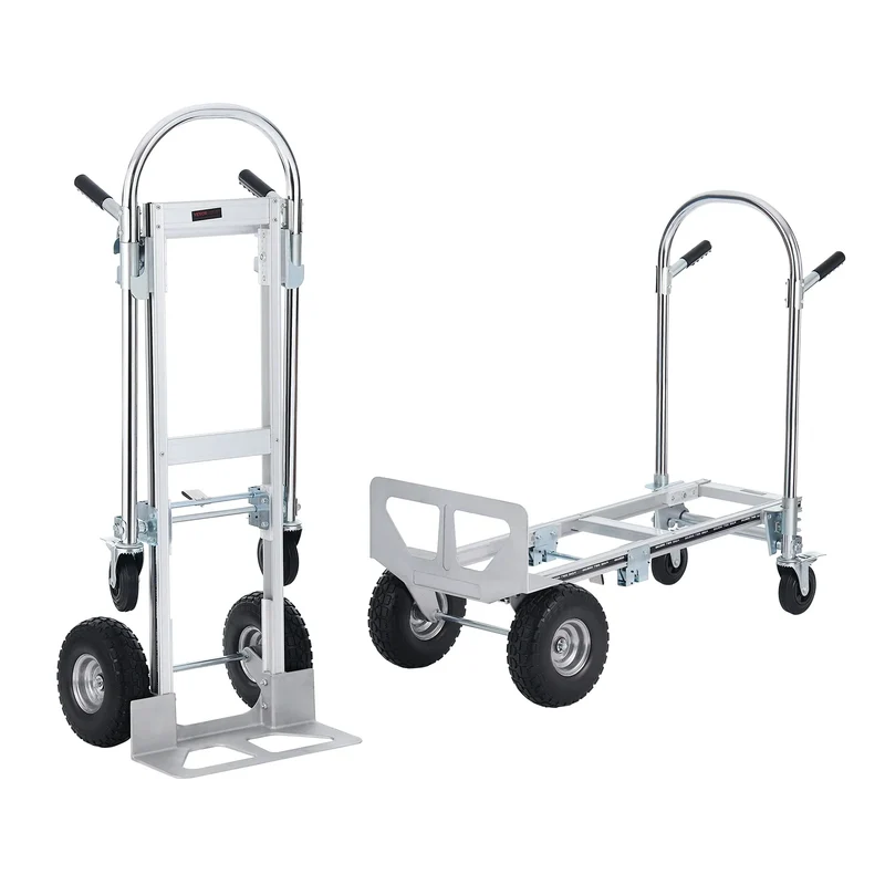 Steekwagen - Transportkar - Transportwagen - Magazijnwagen - Platformwagen - 4 in 1 - Opvouwbare - Aluminium - 450 kg Capaciteit - Heavy-Duty Trolley voor Magazijn, Supermarkt en Tuin - Steekkar