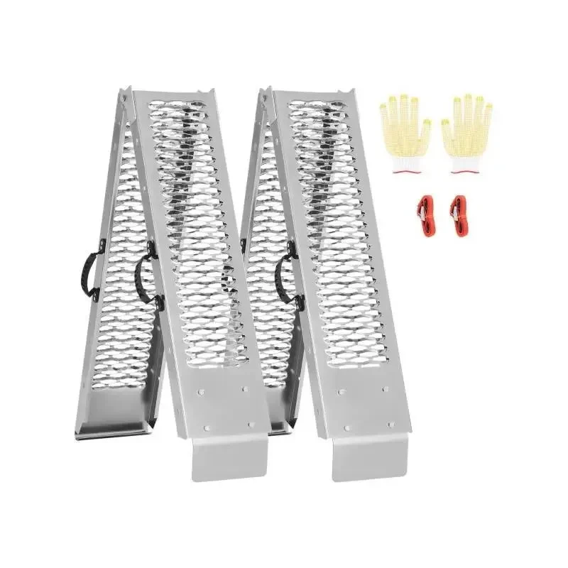 Oprijplaten - Oprijblokken - Oprijplaat - 183x23 cm - Stalen Oprijrampen 1000 lbs - Brede Oprijplaat met Handvatten voor ATV, UTV en Motor - Set van 2