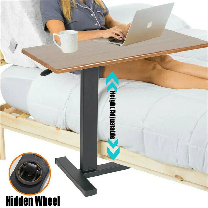Banktafel – Nachtkastje met wielen – Laptoptafel – Laptopstandaard – Laptopbureau – Mobiel – In hoogte verstelbaar – Voor thuiswerken – Standaard voor ziekenhuis – Onze nachtkastlade