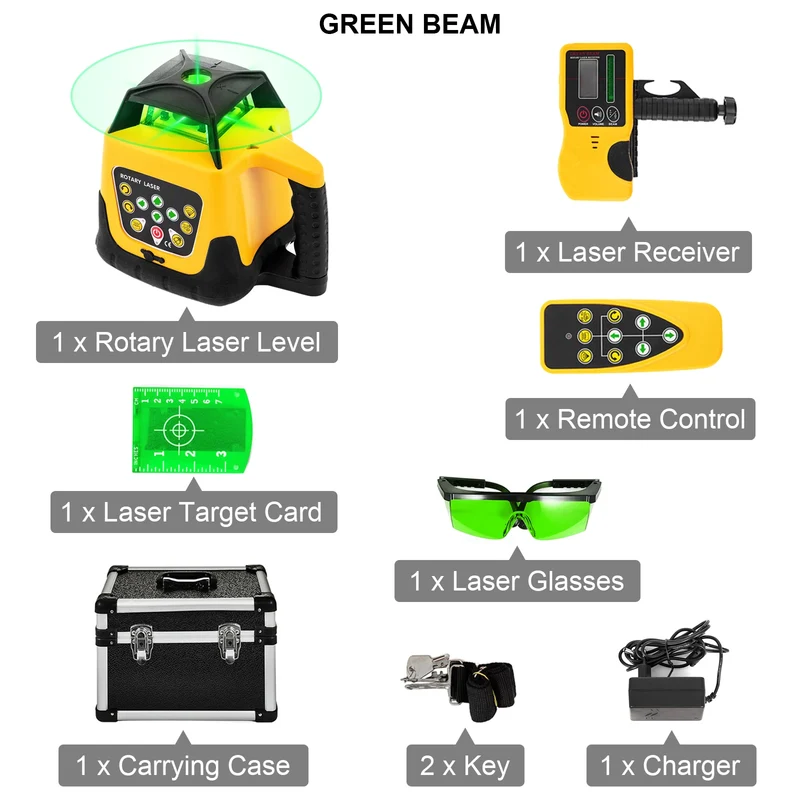 Kruislijnlaser - Laser - Waterpas - Lijnlaser - 360° Draaibare Laser Waterpas Zelfnivellerend - 500m Verticaal Horizontaal Scannen Professionele Meetgereedschap - voor Constructie - Groen Laserstraal