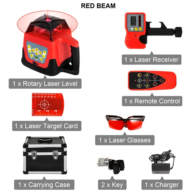 Kruislijnlaser - Laser - Waterpas - Lijnlaser - 360° Draaibare Laser Waterpas Zelfnivellerend - 500m Verticaal Horizontaal Scannen Professionele Meetgereedschap - voor Constructie - Rood Laserstraal 2