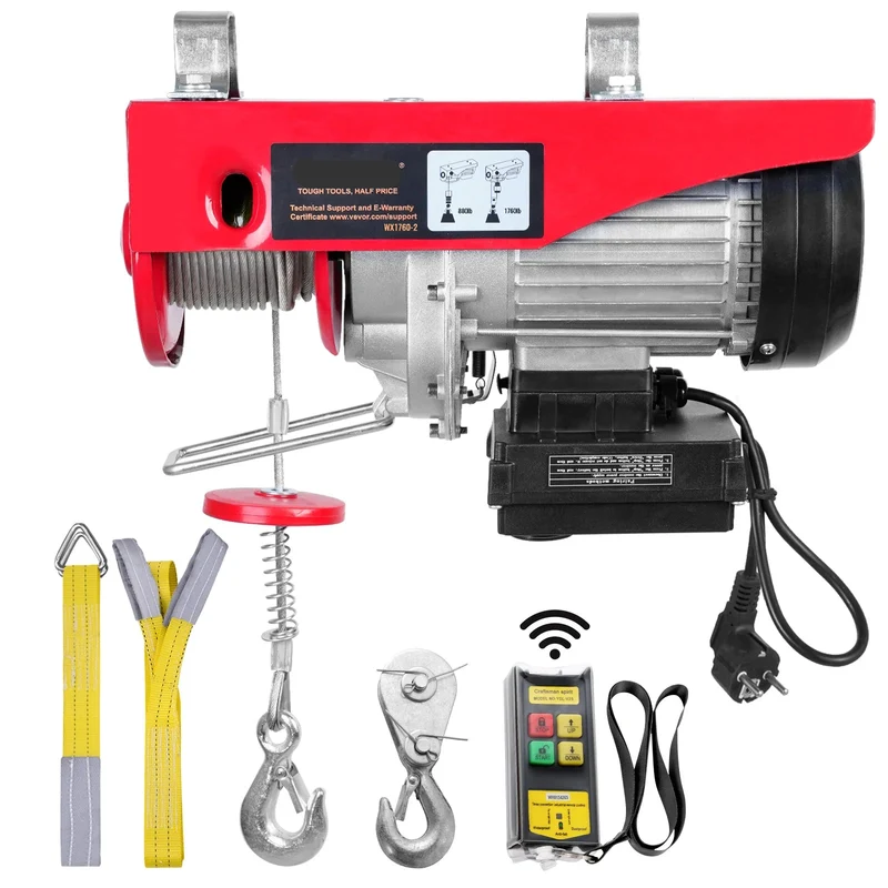 Takel - Lier - Winch - Kabeltakel - Elektrische - 800kg - Draadloze Hijslier met Afstandsbediening voor Garage, Boot of Werkplaats
