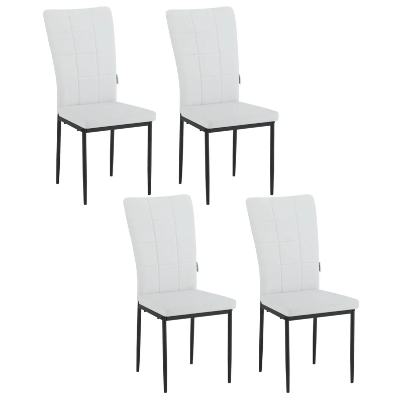 Eetkamerstoelen - Set Moderne Eetkamerstoel - Eetstoel - Tuinstoelen - Gevoerde Stoelen met Hoge Rugleuning - Elegante Kunstlederen Stoelen voor Woonkamer, Keuken en Restaurant - Set van 4 - Wit